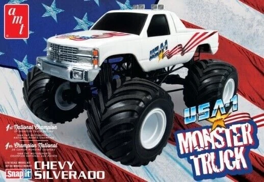 AMT 1351 1:32nd scale USA1 Chevy Silverado Monster Truck Snap kit - Image 1 of 1