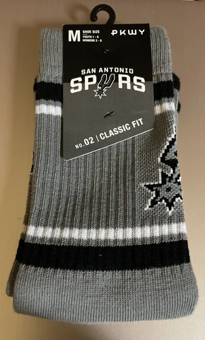 Men's Gray San Antonio Spurs Stripe Crew Socks. Shoe Sz Youth 1-6 Woman 3-8 Cover