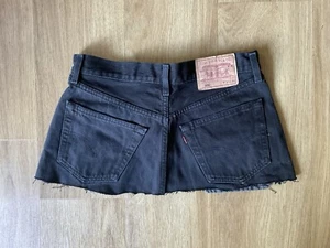 LEVI’S 501 BLACK MICRO CUT OFF MINI SKIRT W31” - Picture 1 of 2