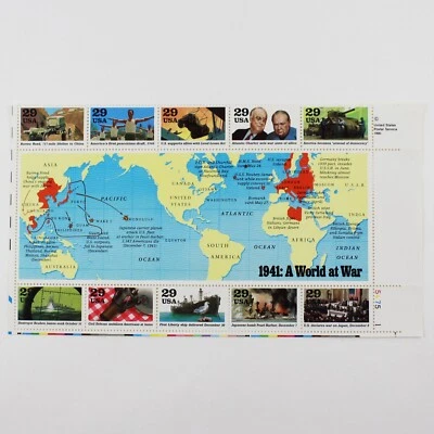US Stamps, Scott#2559, 1941: A World at War, Plate Block Sheet of 10 Stamps, MNH - Image 1 of 2