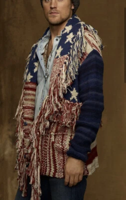 Ralph Lauren Fringe Sweater RRL Polo Cardigan Southwestern Small USA Flag Preppy - Image 1 of 4