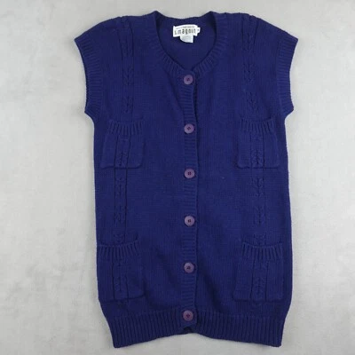 I Magnin Blazer Vest Womens M Blue Sleeveless Professional Hong Kong Vintage - Image 1 of 4