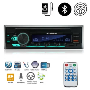 Single 1 Din Car Stereo Radio Bluetooth FM 2USB/AUX/SD Rometo Control MP3 Player - Picture 1 of 12