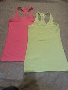 Ivivva Girls Lot Of 2 Pink &neon Green Racerback Tank Tops. EUC  Size 14 - Picture 1 of 3