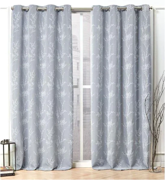  Poliéster floral azul 52 pulgadas W x 84 in. Cortina oscurecedora habitación L (juego de 2) Foto 1 de 4