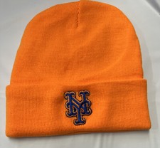 New York Mets ORANGE CUFFED LINED beanie winter hat New