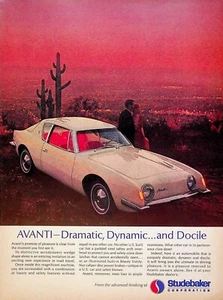 1963 Studebaker Avanti Vintage Print Ad Red Leather Seats Los Angeles Sunset - Picture 1 of 2