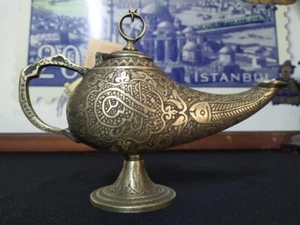 Aladins Zauberlampe, Messing Öllampe, Handarbeit Ornament, Deko Geschenk - Bild 1 von 8