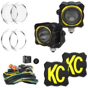 KC HiLiTES 265 2 White Amber LED Off Road Square Lights Pair Kit Black Aluminum - Foto 1 di 23