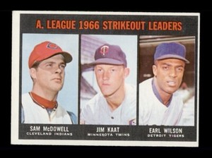 1967 TOPPS #237 AL STRIKEOUT LEADERS SAM MCDOWELL, JIM KAAT, EARL WILSON HOF