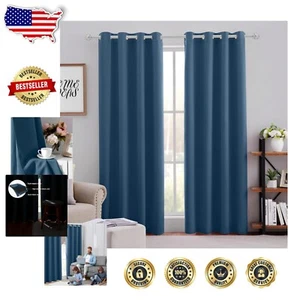 Thermal Insulated 2 Panel Dark Teal Blackout Curtains for Bedroom & Living Room - Picture 1 of 9