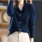Womens Long Sleeve Knit Knitwear Cardigan Sweater Short Coat Spring Stand Collar