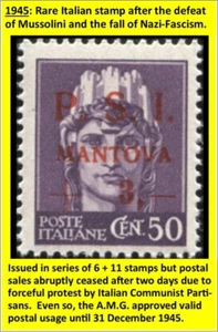 PSI MANTOVA 50c Italy - FIRST CITY ISSUE after FALL OF FASCISM, MNH/OG 1945 -784 - Picture 1 of 23