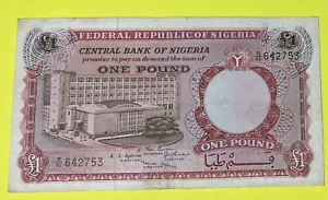 NIGERIA Central Bank Of NIGERIA - £1 (One) Pound Banknote, Serial No.B 82 642753 - Picture 1 of 6