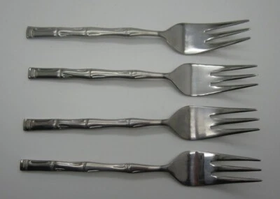 Desconocido Fabricante Inoxidable Exótico Bambú Corea Set 4 Tenedores de Ensalada ¡Envío Gratis! Foto 1 de 2
