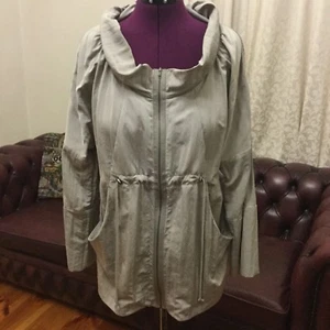 Veronika Maine | Taupe Jacket | Imported Nylon | Pockets | Zip Front | Size 12 - Picture 1 of 7