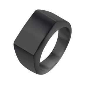 Rechteckiger schwarzer Siegelring Herren Pinky Ring minimalistisch Schmuck Geschenk - Bild 1 von 13