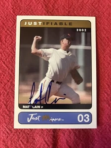 2002 Just Minors #3 Matt Cain Giants Signed On Card Auto W/COA NM/MT - Picture 1 of 3