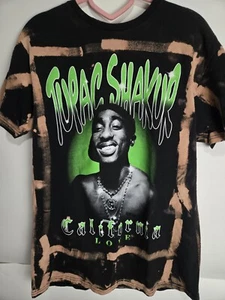 Custom Bleached Tupac California Love Short Sleeve Tee Shirt New 2pac Dr Dre Med - Picture 1 of 6