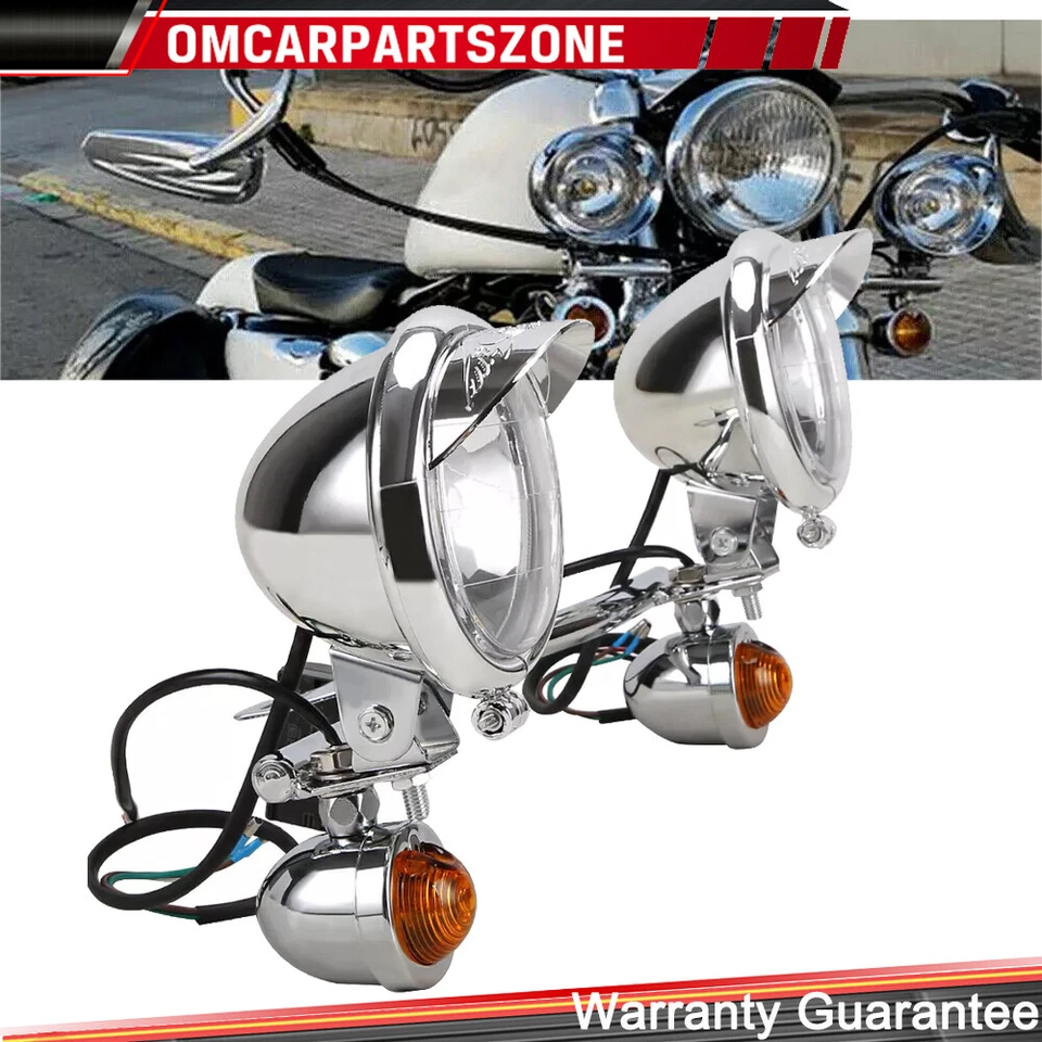 Motorcycle Driving Spot Fog Turn Signal Lights Bar W/ Bracket For Harley Honda - Image 1 of 4