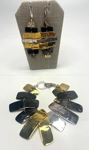 Bracciale e orecchini RLM Studio in argento sterling 925 e ottone con pannello tricolore - Foto 1 di 16