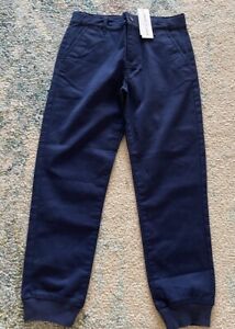 NWT Janie & Jack Navy  Blue Pants Size 8 Adjustable Waist With  Elastic Cuffs