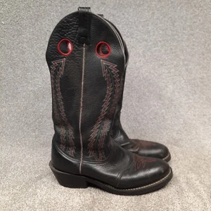 Laredo Buckaroo Western Cowboy Boots Men's 9 D Black Red Leather Tall 62010 - Picture 1 of 11