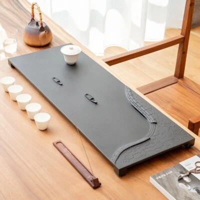 Резной вручную чайный поднос черный камень форма лодки стиль Zen утяжеленный поднос для чайного сервиза - Изображение 1 из 4