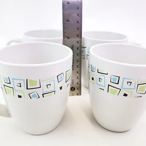 CORELLE Chocolate Mint Coffee Mugs Tea Cups Stoneware by Corning Set of 4 - Picture 1 of 10