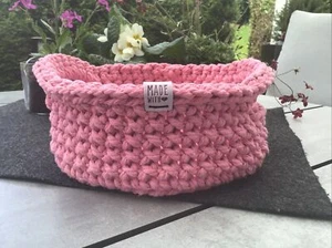Häkelkorb mit Griffen Korb Körbchen Handarbeit gehäkelt Brotkorb Geschenkidee - Bild 1 von 4