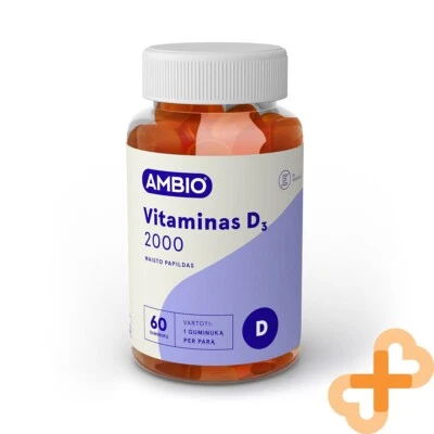 AMBIO Vitamin D3 2000IU 60 Gummies Supplement Immune Support Muscle Health