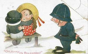 COMIC POSTCARD GO AWAY MR POLICEMAN C1912 - Picture 1 of 2