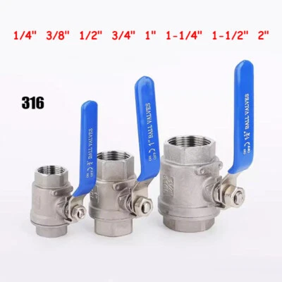 1Pcs 1/4" - 2" BSPT Threaded Full Port 2 piece Ball Valve Stainless Steel SS 316 - Image 1 of 4