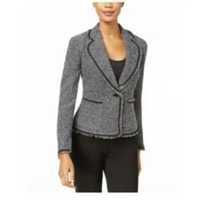 Anne Klein Womens Tweed Front Slit Pocket Blazer One Button Sz 16 New With Tags - Picture 1 of 12