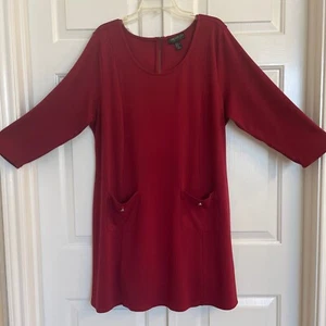 Forever 21 Red Dress. 3/4 Sleeves. Nice, thick knit fabric. Size 3X. See photos. - Picture 1 of 8