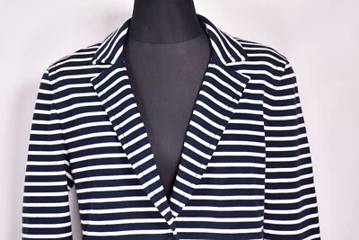 Tory Burch Navy Blue White Striped Button Cotton Blazer Jacket Size XL - Image 1 of 4