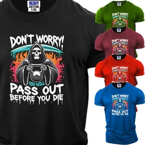 Herren T-Shirt Pass Out Before You Die lustig Joker Fitness Gym Training Humor Tee - Bild 1 von 11