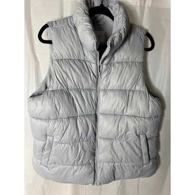 Old Navy Womens XL Puffer Vest Sleeveless Quilted Padded Gray Full Zip Up - Image 1 of 4
