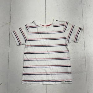Free Planet White Blue Striped Basic Short Sleeve T Shirt Boys Size Medium - Picture 1 of 5