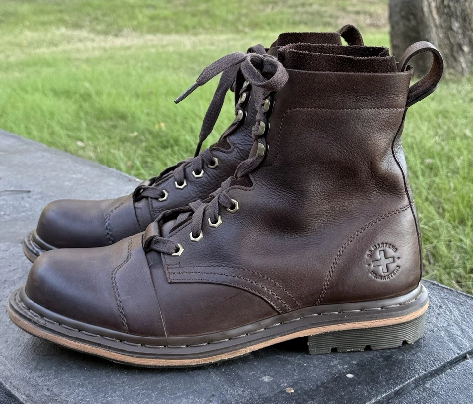 Dr. Martens Pier Botas de Cuero Marrón Para Hombre US 10 Combate Trabajo Diseñador Foto 1 de 4