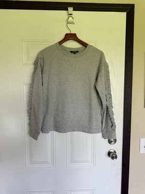 Lauren Ralph Lauren gray crew neck sweatshirt with ruffle trim down sleeves - S  - Изображение 1 из 4