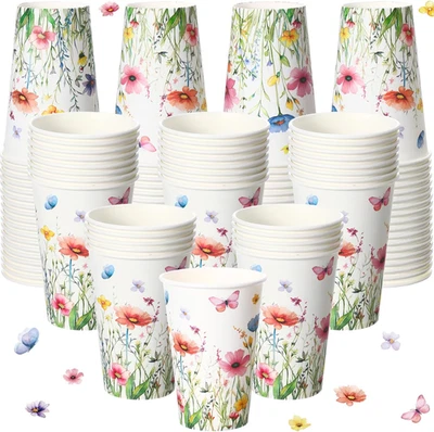 50 Piezas Primavera Floral Mariposa 12 OZ Papel Desechable Tazas de Café Flor Drinkin Foto 1 de 4