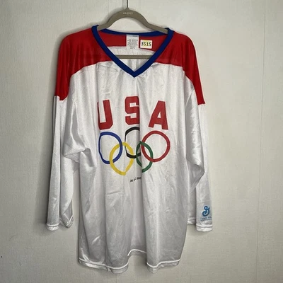 Vintage 90's USA OLYMPICS Mesh Hockey Jersey GENERAL MILLS Promo Size XL - Image 1 of 4