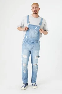 Forever 21 Men Distressed Utility Denim Overalls Size M - Picture 1 of 10