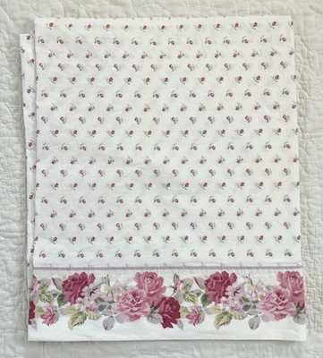 Sábana plana vintage Laura Ashley 100 % algodón Queen rosa cabaña tela de campo Foto 1 de 4