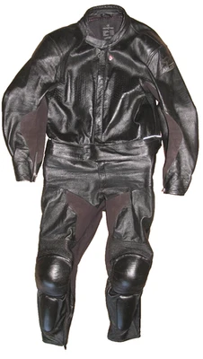- ALNE - Combinaison En Cuir De Moto Noire Pour Hommes Environ Taille 52 - Photo 1/3