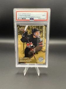 2023 Upper Deck Connor Bedard RC Game Dated Moments Gold - PSA 9 Blackhawks - Picture 1 of 2