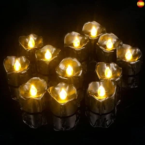 PChero Velas de té LED negras, 12 velas LED que funcionan con pilas, velas de  - Imagen 1 de 9
