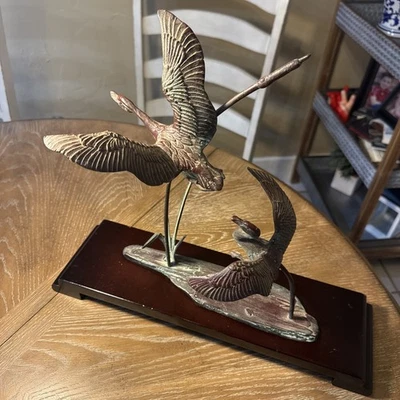 San Pacific International Bronze Sculpture Geese in Flight EUC - image 1 of 4