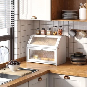 Bread Box for Kitchen Countertop Bin Double Layer Bread Box Storage Container... - Picture 1 of 8